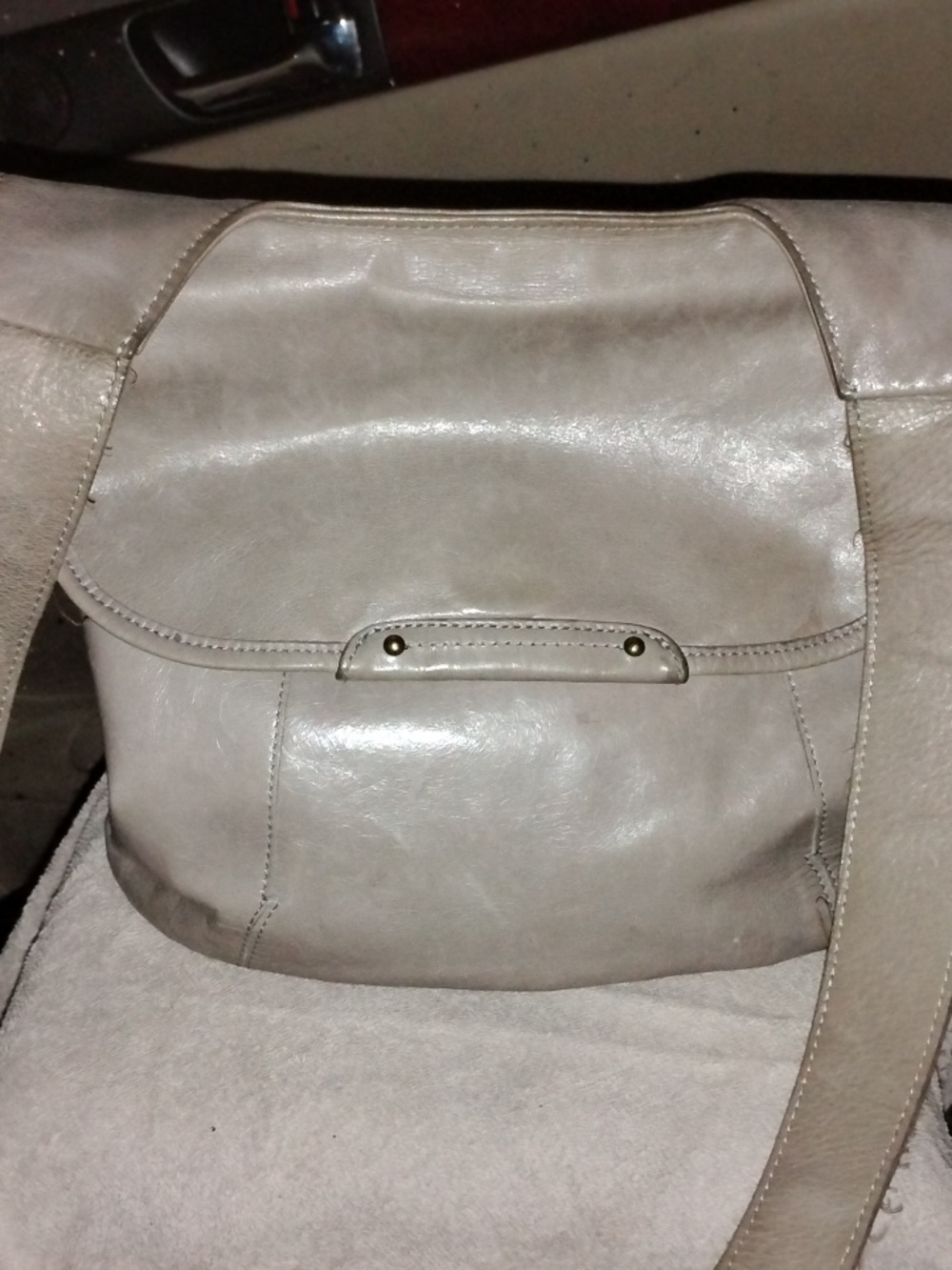 HOBO Taupe Leather Crossbody Messenger Bag